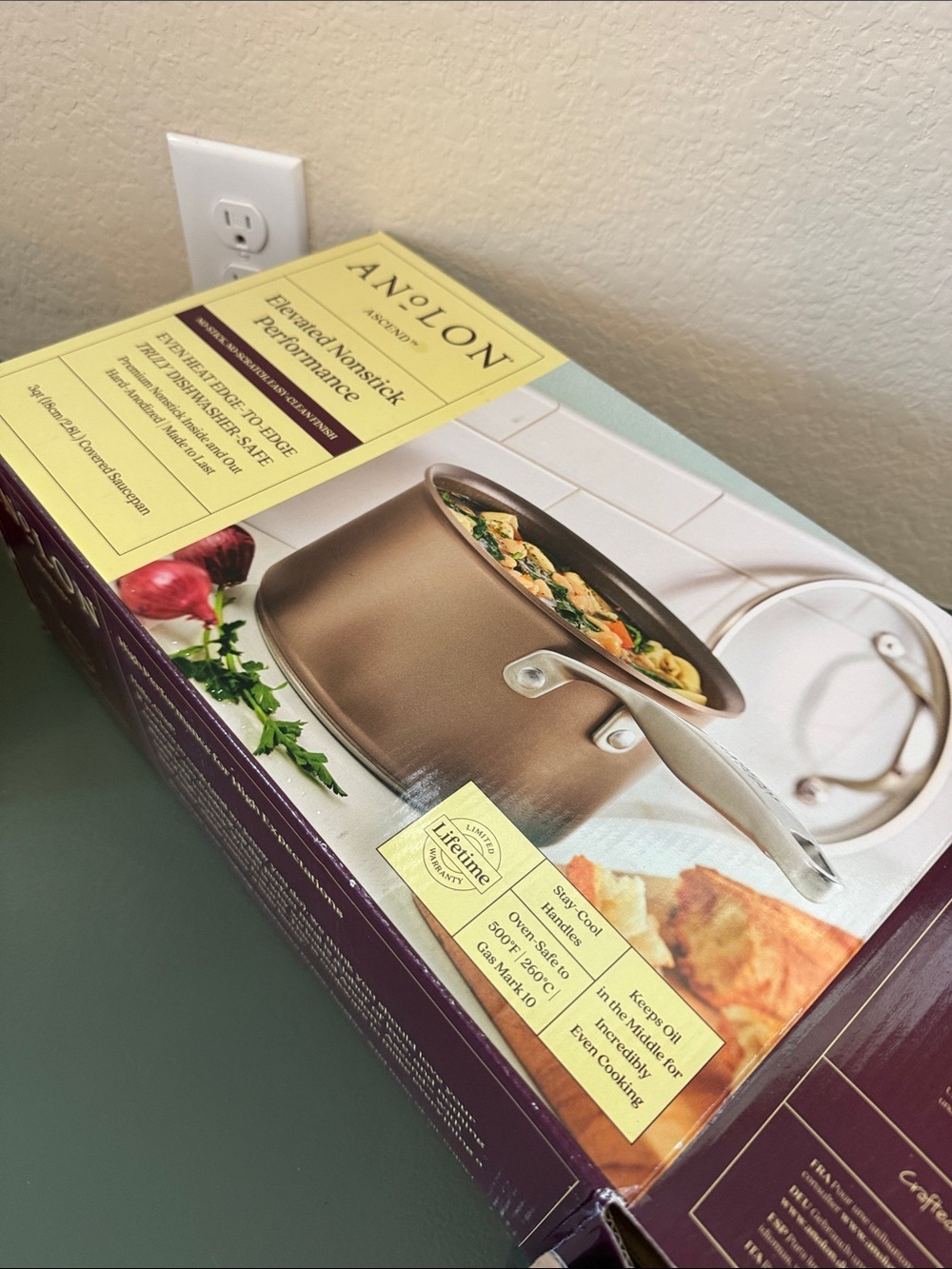 Anolon Ascend Bronze Nonstick Saucepan with Lid Bronze 3 qt New